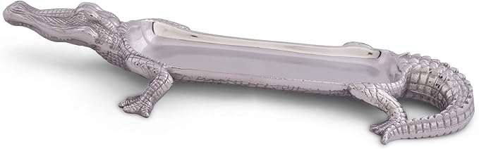 Arthur Court Designs Aluminum Alligator Figural Serving Tray Florida Gator 17 inch x 7.5 inch