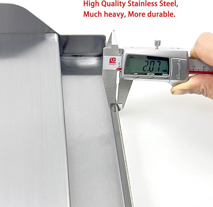 Direct Store Parts DS127 Stainless Steel BBQ Cooking Griddle, Universal Flat Top Griddle with 2 Handles for Most Gas Grills, W25"×D16"×H2.75", Heavy Duty Stainless Steel Griddle 1pc, Large size