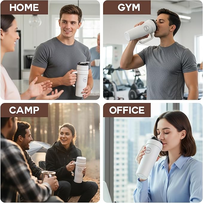 MOJOCO Portable Smoothie Blender – 30oz Personal Blender with Insulated Cup for Smoothies & Shakes – Rechargeable/Cordless, Leakproof, Food-Grade Small Juice Maker for Home, Office, Gym, Travel, RV