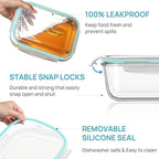 Vtopmart 122oz+50oz Large Glass Food Storage Containers with Airtight Lids, Big Glass Containers for Roasting Chicken, Baking Casseroles, Food Storage, Meal Prep, Fruits, Thanksgiving Meals, BPA-Free