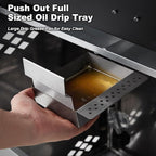 MELLCOM Stainless Steel 4 Burner BBQ Propane Gas Grill with Cast Iron Grates & Side Stove, Stainless Steel 44000 BTU Burner Barbecue Grill for Patio,Camping, Outdoor Cooking