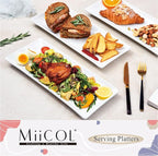 Miicol Porcelain Serving Platters Set of 3, Large Serving Trays 14 Inch, White Rectangle Plates, Ceramic Serving Dishes for Party, Restaurant, Buffet, Steak, Dessert, Salad, Fruit, Microwave Safe