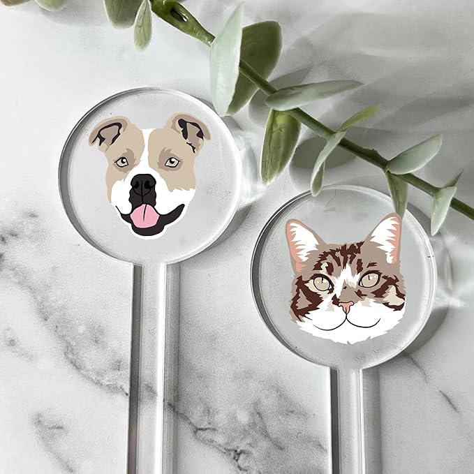 Personalized Dog Drink Stirrers, Custom Wedding Pet Illustration Acrylic Sticks for Wedding Cocktails, Unique Party Favors & Reception Decor Style 4