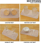 Silicone Dish Drying Mat for Multiple Usage,Easy clean,Eco-friendly,Heat-resistant Silicone Mat for Kitchen Counter or Sink,Refrigerator or Drawer Liner Translucent S 12 inches x 6 inches