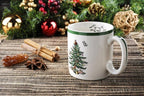 Spode Christmas Tree 4-Piece Dinnerware Setting - Fine Earthenware Holiday Tableware - Dishwasher & Microwave Safe, Festive Christmas Plates, Bowls, Mug - Holiday Dining Essentials