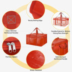 BALEINE 2Pk Insulated Reusable Grocery Bags, Collapsible Cooler Bag for Groceries, Heavy Duty Large Insulated Bag (19.5''x19.5''x11.5'', Bright Red)