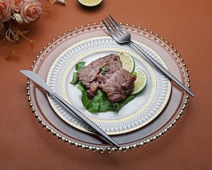 Stainless Steel Flatware Set, Titanium Plated, 40-Piece Service Set for 8 (Matte Black)