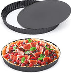 Beasea Tart Pan 10 Inch Removable Bottom, 2pcs 10 Inch Round Non Stick Pie Pans Carbon Steel Loose Base Bottom Tart Quiche Pie Tart Pans for Baking Fruit Cheese Tart Pie Desserts