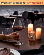 JBHO Set of 4-21 Ounce Hand Blown Italian Style Crystal Burgundy Wine Glasses - Lead-Free Premium Crystal Clear Glass - Gift-Box for any Occasion