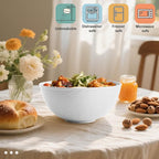 White Wheat Straw Bowls for Cereal and Salad,Alternative Plastic Bowls Set of 6,40oz Unbreakable Soup Bowls suitable for Kitchen,Party,Camping and R.V.