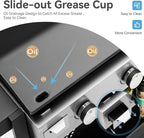 GREEN PARTY 3 Burner Propane Gas Griddle with Removable Standing Cart, Convertible to Tabletop Design, 27 inch Flat Top Grill for Outdoor Cooking Camping Tailgating Barbecue