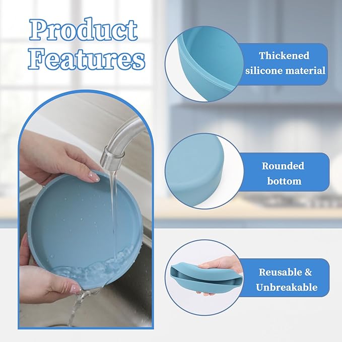 3pcs Silicone Dessert Plates, Reusable 6 Inch Appetizer Plates for Snacks, Sweets, Salads & More