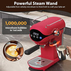 Espresso Machine with Steam Milk Frother Semi Automatic 20 Bar Compact Red with Touch Screen for home Cafetera Espresso, Latte, Cappuccino, Americano, Macchiato