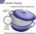 Enameled Cast Iron Covered Dutch Oven with Dual Handle, Dutch Ovens with Lid for Bread Baking, Safe to 500 degrees, 3.5 Quart, Purple