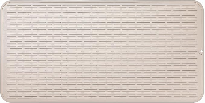 Silicone Dish Drying Mat for Multiple Usage,Easy clean,Eco-friendly,Heat-resistant Silicone Mat for Kitchen Counter or Sink,Refrigerator or Drawer Liner Tapioca 5XL 36inches x 18inches
