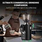 Huanyu Commercial Coffee Grinder - Touchscreen Control, 8 Grind Settings, 64mm Flat Burr, Dual Dosing Modes for Coffee Shops