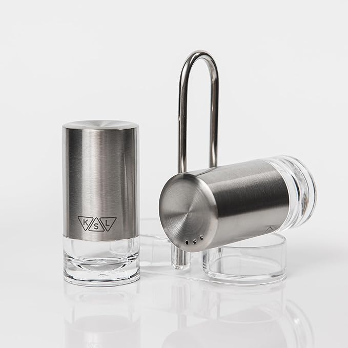 KSL Original Glass Salt and Pepper Shakers Set - Stainless Steel Salt Shaker and Pepper Shaker - Salt and Pepper Shaker Set for Salts and Pepper