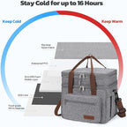 Maelstrom 23L Insulated Lunch Box For Men Women,Expandable Double Deck Lunch Cooler Bag,Lightweight Leakproof Tote Bag With Side Tissue Pocket,Gray