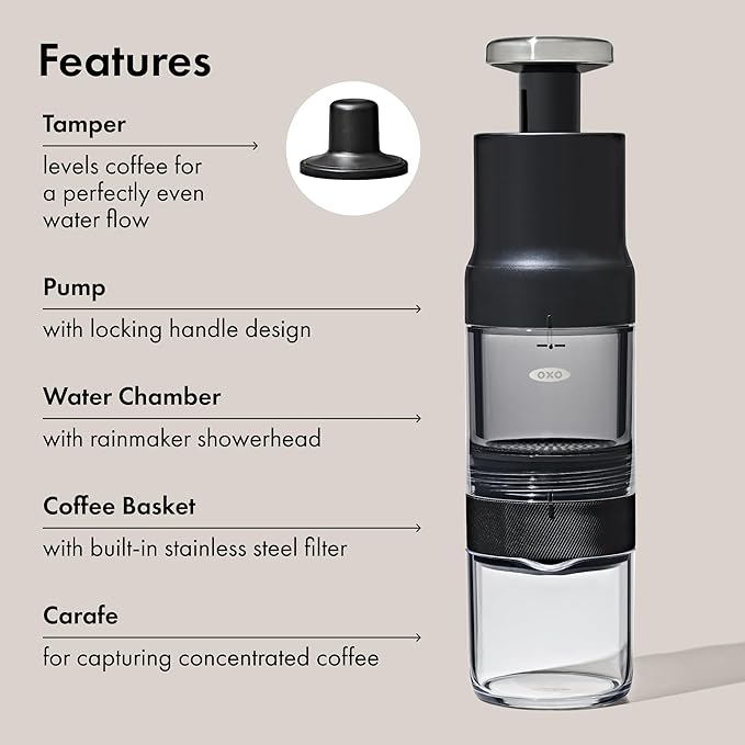 OXO Brew Rapid Brewer - Portable Coffee Maker, Fast Manual Hot & Cold Brew, Small Handheld Brewer, Compact Travel Coffee Maker