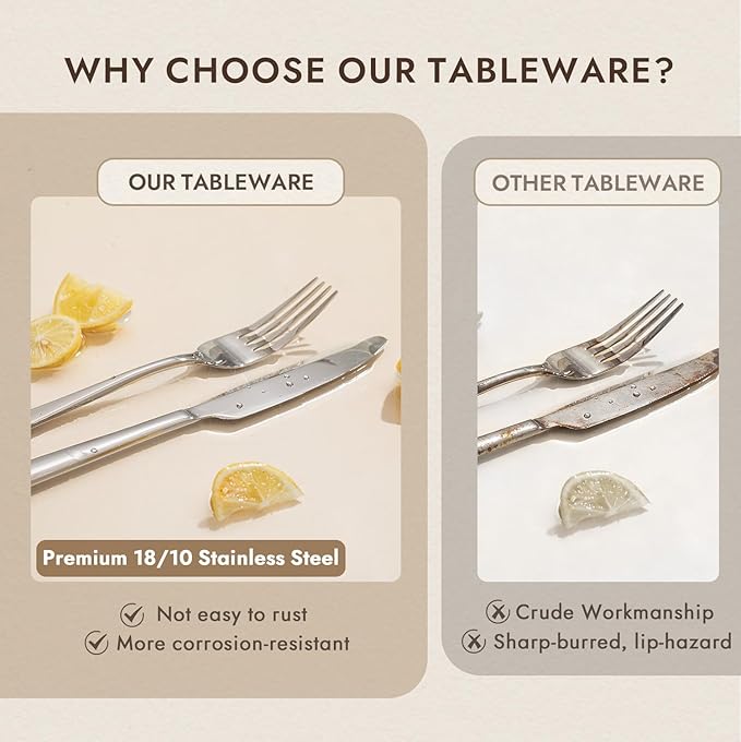 KINGSTONE Mirror Polish Silverware Set for 4, 20-Piece 18/10 Stainless Steel Flatware Set, Dishwasher Safe Cutlery Set for Wedding, Home, Restaurant, Knives Spoons and Forks Set