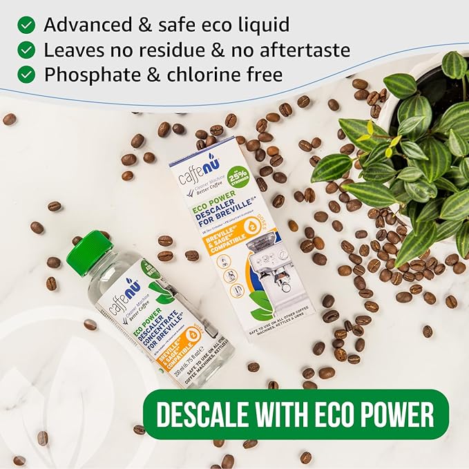 Breville Compatible Descaling Solution. Bottle of Descaler Solution. Descaling Kit Removes Limescale For Hotter Coffee. 2 Uses Descaler For Breville Coffee Machines.