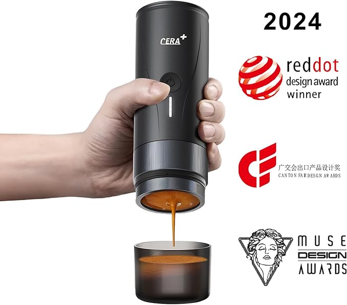 CERA+ Portable Espresso Maker Pro (51mm Basket) & Travel Bag, Self-Heating Electric Espresso Machine for Ultra-Fine coffee Grind, 20 Bar USB-C,Mini Coffee Machine for Camping, Hiking, Office, Car