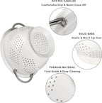 Hillbond Colander Set for Kitchen, 1.5, 3, 5 Qt Stainless Steel Handle Food Strainers and Colanders for Pasta, Vegetables, and Fruits, Coated Metal Kitchen Essential Colanders