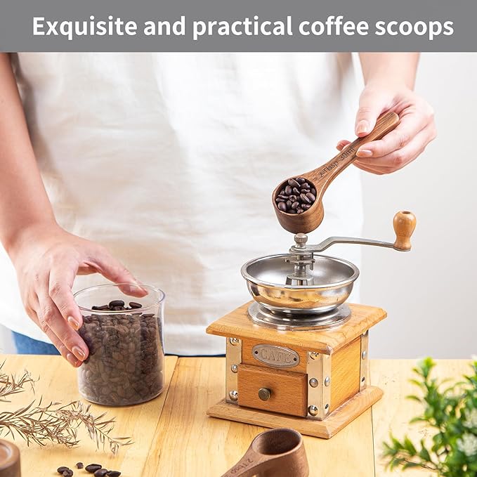 4PCS Wooden Measuring Scoops Acacia Wooden Scoops For Jars Small Wood Scoop For Coffee Measuring Spoons Wood Scoop For Containers Daily Powder Salt Bath Soap Scooper Acacia(30ml&15ml)