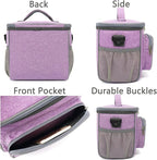 FlowFly Insulated Reusable Lunch Bag Adult Large Lunch Box for Women and Men with Adjustable Shoulder Strap,Front Zipper Pocket and Dual Large Mesh Side Pockets,Purple