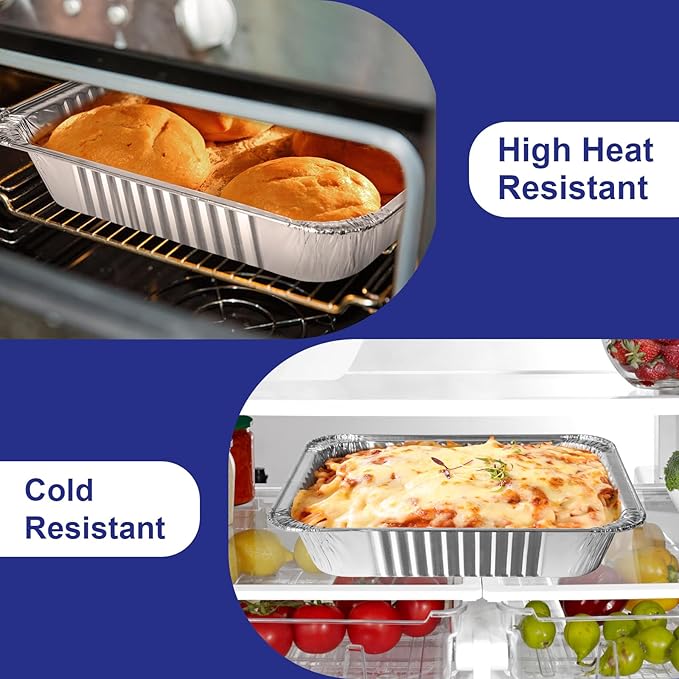 9x13 Aluminum Pans Disposable, 30 Pack Large Tin Foil Pans, Heavy Duty Aluminum Trays for Baking, Cooking, Turkey - Parties, Thanksgiving, Christmas