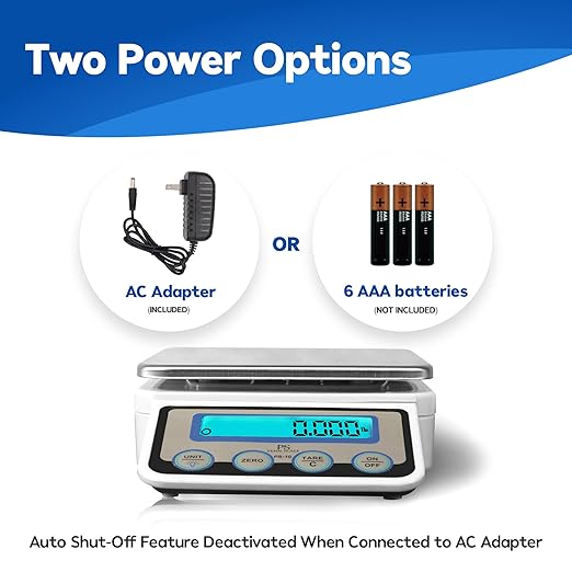 Penn Scale PS-10 Digital Kitchen Portion Scale - 11lb Electric Kitchen Scale with 0.002lb Readability - Removable Platter & LCD Display - Lb, Oz, G Unit Conversion (AC & Battery Powered)