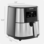Chefman TurboFry® Touch Air Fryer, XL 8-Qt Family Size, One-Touch Digital Control Presets, French Fries, Chicken, Meat, Fish, Nonstick Dishwasher-Safe Parts, Automatic Shutoff, Stainless Steel