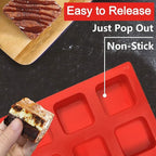 Walfos Silicone Brownie Pan 9-Cavity Non-stick Square Baking Pan, Perfect for Brownies, Cornbread, Muffin and Cakes, BPA Free and Dishwasher Safe, Set of 2