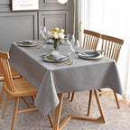 maxmill Jacquard Table Cloth Waving Pattern Water Proof Wrinkle Free Heavy Weight Soft Tablecloth Decorative Fabric Table Cover for Outdoor and Indoor Use Rectangular 60 x 104 Inch Light Grey