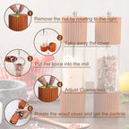 Wooden Salt and Pepper Grinder Set, 8 Inch Manual Salt and Pepper Mills, Premium Acrylic Salt and Pepper Shakers with Adjustable Ceramic Core, Refillable Shakers for Kitchen(2 Pack)