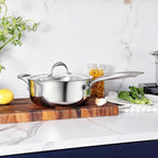 KEAWELL K3 Premium 4-Quart Tri-Ply Stainless Steel Sauté Pan with Lid, Induction & Oven Safe up to 600°F, Even Heating, Professional Cookware for All Stovetops (4-Qt)