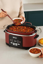 Ninja Foodi PossibleCooker PRO MC1000 8.5Qt Multicooker 8 in 1 Slow Cooker, Dutch Oven, Steam Bake Roast Sear Sauté Bread Maker Warmer, Glass Lid, Integrated Spoon, Nonstick (Cherry)