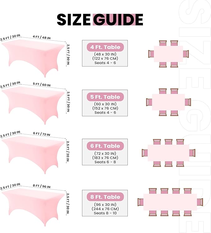 Utopia Kitchen 6FT Spandex Tablecloth [2 Pack, Pink] 200 GSM Stretch, Fitted, Washable and Wrinkle Resistant Table Cloth Rectangle Cover for Trade Shows, Wedding, Parties [72Lx30Wx30H Inch]