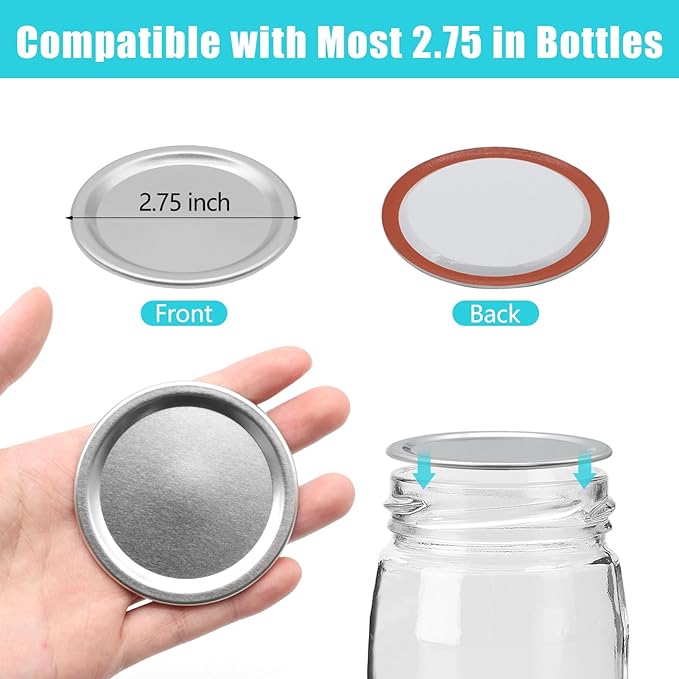 Canning Lids Regular Mouth, 30 Count 70MM Mason Jar Split-Type Metal Canning Lids for Ball, Kerr, Canning Jar lids Bulk, Food Grade Material Reusable Leak Proof Lids with Silicone Seals Rings