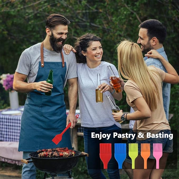 Silicone Basting Pastry Brush Set 5 Pack Heat Resistant Spread Oil Butter Sauce for BBQ Grill Barbeque Kitchen Baking Cooking Pastries, 2 Large & 3 Small Multicolor