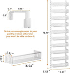 10-tier Over The Door Pantry Organizer with Mesh Baskets, Adjustable & Stable Hanging Spice Rack for Kitchen, Bathroom, Bedroom, and Baby Essentials Storage (16" W 10-Tiers, White)