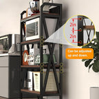 KEIKI 4-Tier Kitchen Bakers Rack with Storage, 56.3'' Microwave Stand, Bookcase Shelf Adjustable Shelves Freestanding, Bakers Rack for Kitchen, Garage, Pantry, Bathroom