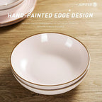 famiware Jupiter Pasta Bowls, 30 OZ Large Salad Bowls Set of 4, Microwave and Dishwasher Safe, Sturdy and Stackable, Serving Bowls for Kitchen, Light Pink