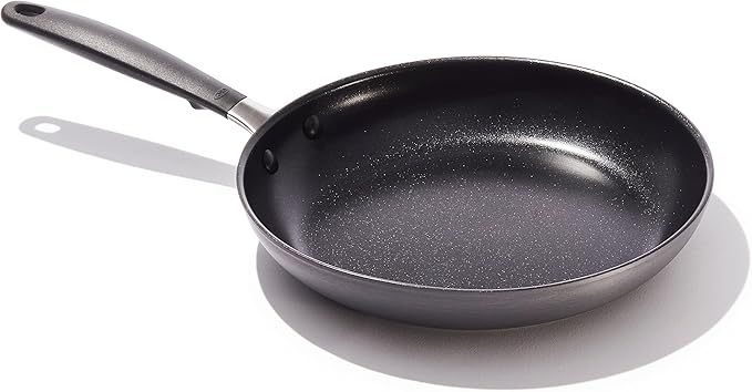 OXO Good Grips 9.5" Frying Pan Skillet, 3-Layered German Engineered Nonstick Coating, Stainless Steel Handle with Nonslip Silicone, Induction Suitable, Black