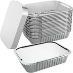 WANBAO 100 PACK 8.3"x6.2" Disposable Tin Foil Pans with Lids 2.25LB Aluminum Pans To Go Containers for Cooking, Baking, Catering Party Meal Prep, Take Out, Freeze