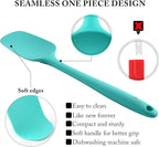 HOTEC 600℉ Heat Resistant BPA-Free Silicone Rubber Spatula Set,Kitchen Cooking Spatulas, Baking, Mixing for Non Stick Cookware, Dishwasher Safe, Set of 5 Aqua Sky