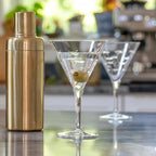 Rolf Glass School of Fish Martini Glass | Stemmed 7.5 oz. Martini Glasses | Lead-Free Glass | Diamond-Wheel Engraved Cocktail Glasses | Made in the USA (Set of 4)