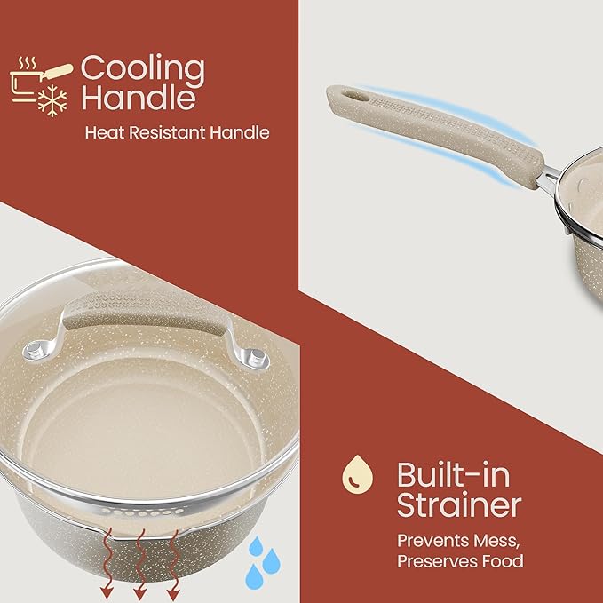 Pots and Pans Set, 23-Piece Non Stick Cookware & Bakeware Sets with Plaid Pattern, Stackable Design, Dishwasher Safe, Stain-resistant, Oven & All-Stove Safe, Tempered Glass Lid, White Marble