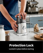 SHARDOR Electric Blade Coffee Grinder, Timed Grind Control Rotary Knob, All-stainless steel shell,Adjustable,for Coffee Beans, Spices & Herbs, with 1 Removable Stainless Steel Bowl,Sliver