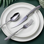 Hammered Black Silverware Set, OGORI 24-Piece 18/10 Stainless Steel Flatware Set, Service of 6